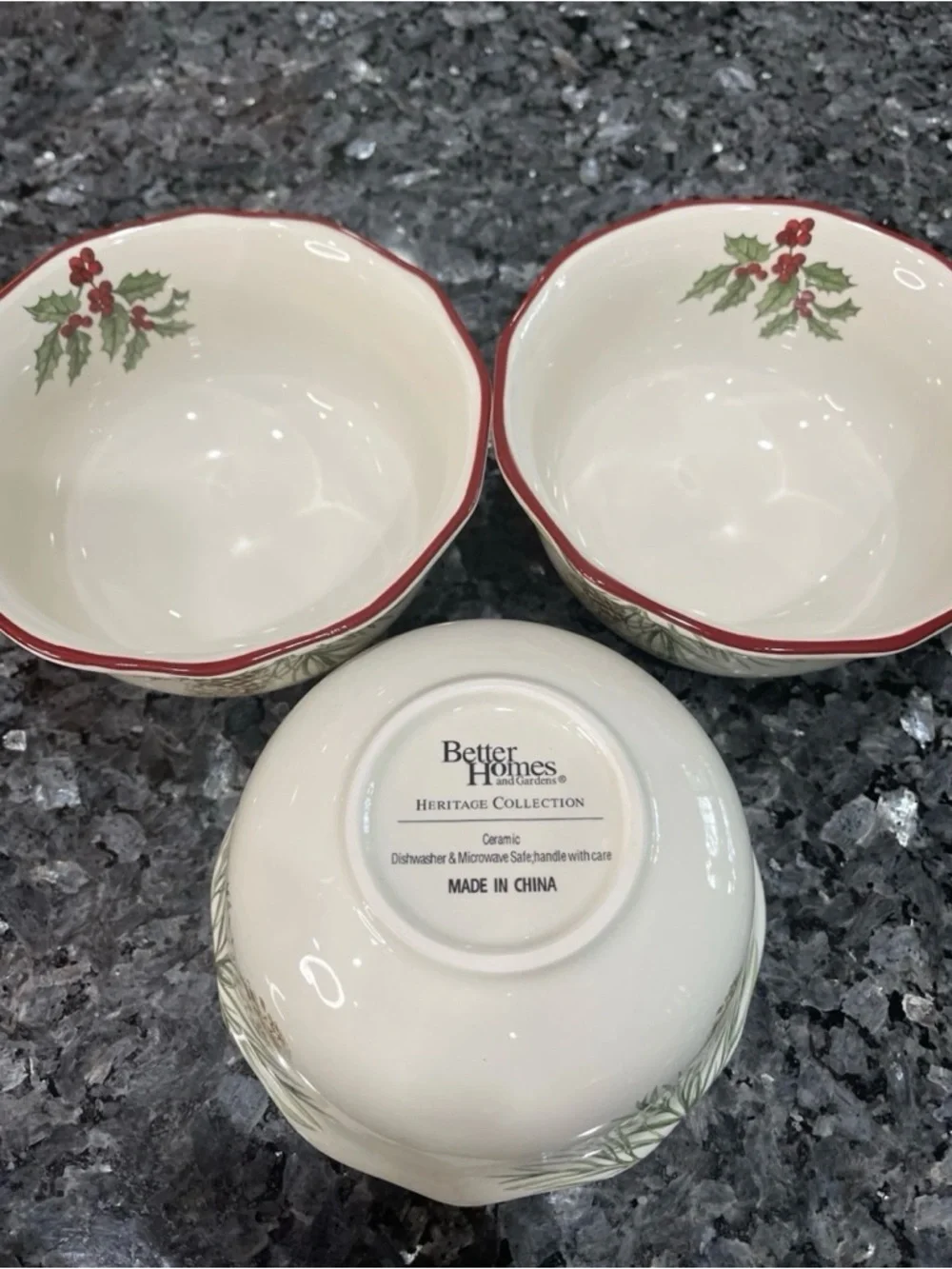 BH&G Christmas Bowls Heritage Collection Winter Forest Set of 3 5.75”